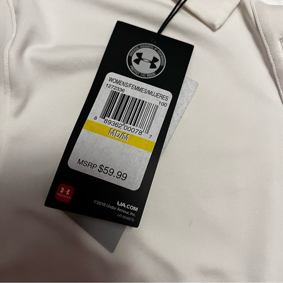 NWT Under Armour Heat Gear Women's White Golf Polo Shirt M UPF 50 - Picture 7 of 13